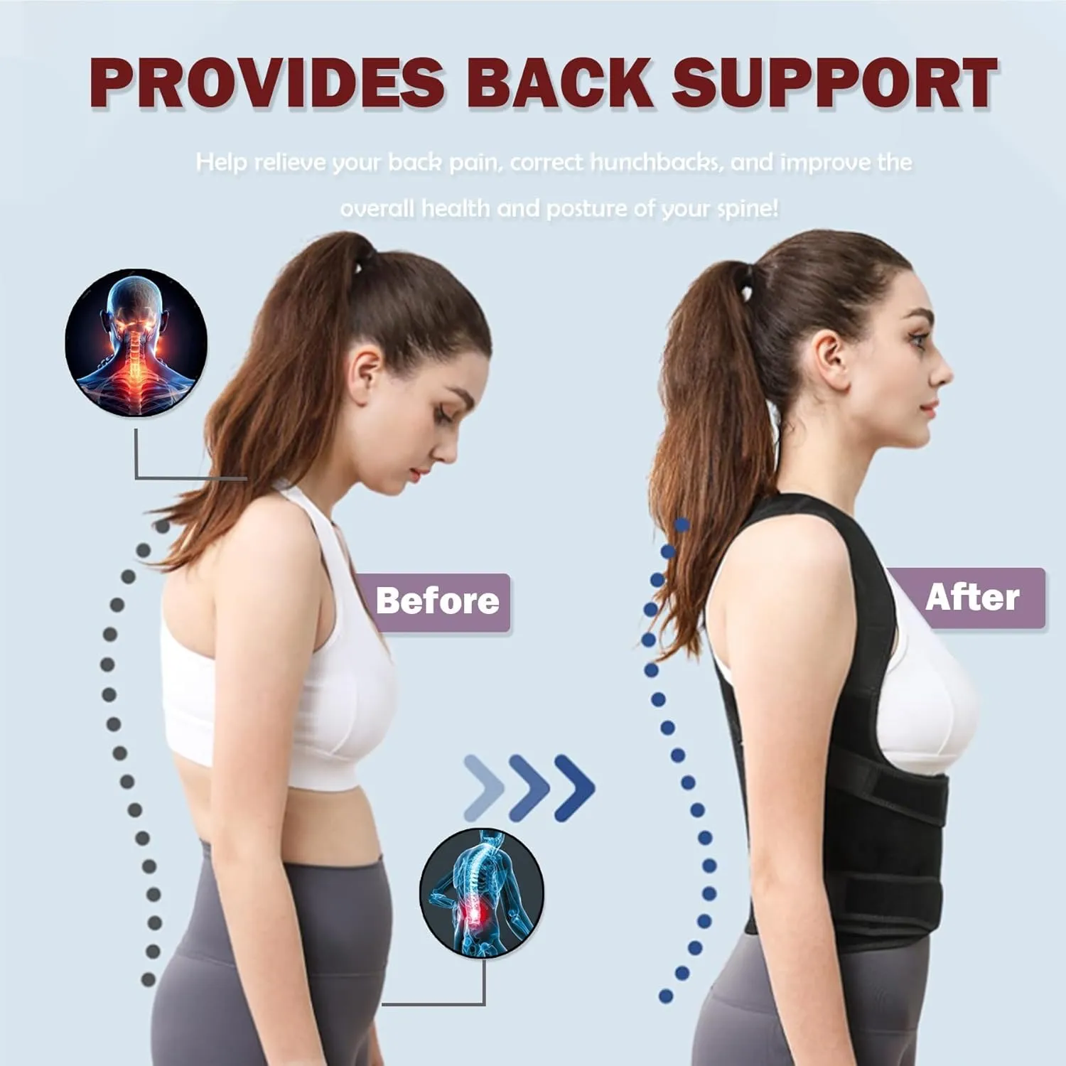 Posture Corrector for Women and Men,Adjustable Full Back Brace and Shoulder Straightener,for Back Pain Relief,Hunchback Correction,Scoliosis,Thoracic Spine,Posture Trainer（Black/Large