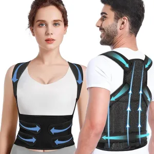 Posture Corrector for Women and Men,Adjustable Full Back Brace and Shoulder Straightener,for Back Pain Relief,Hunchback Correction,Scoliosis,Thoracic Spine,Posture Trainer（Black/Large
