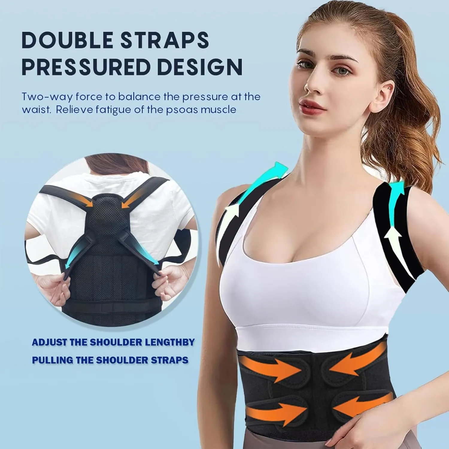 Posture Corrector for Women and Men,Adjustable Full Back Brace and Shoulder Straightener,for Back Pain Relief,Hunchback Correction,Scoliosis,Thoracic Spine,Posture Trainer（Black/Large