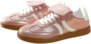 PU Leather Vintage Style Cushioned Sole Sneakers for Women Daily Casual Walking Spring Travel Wear German Trainer Inspired Black Shoes Lightweight and Durable