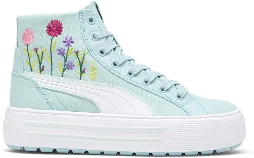 Puma Womens Kaia 2.0 Mid Floral Platform High Sneakers Shoes Casual - Blue - Size 7 M, 39959801