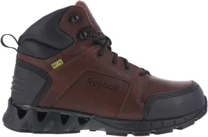 Reebok Work Men's 6” Athletic Cushguard Carbon Toe Boot Dark Safety, Zigkick Work RB7605, Brown