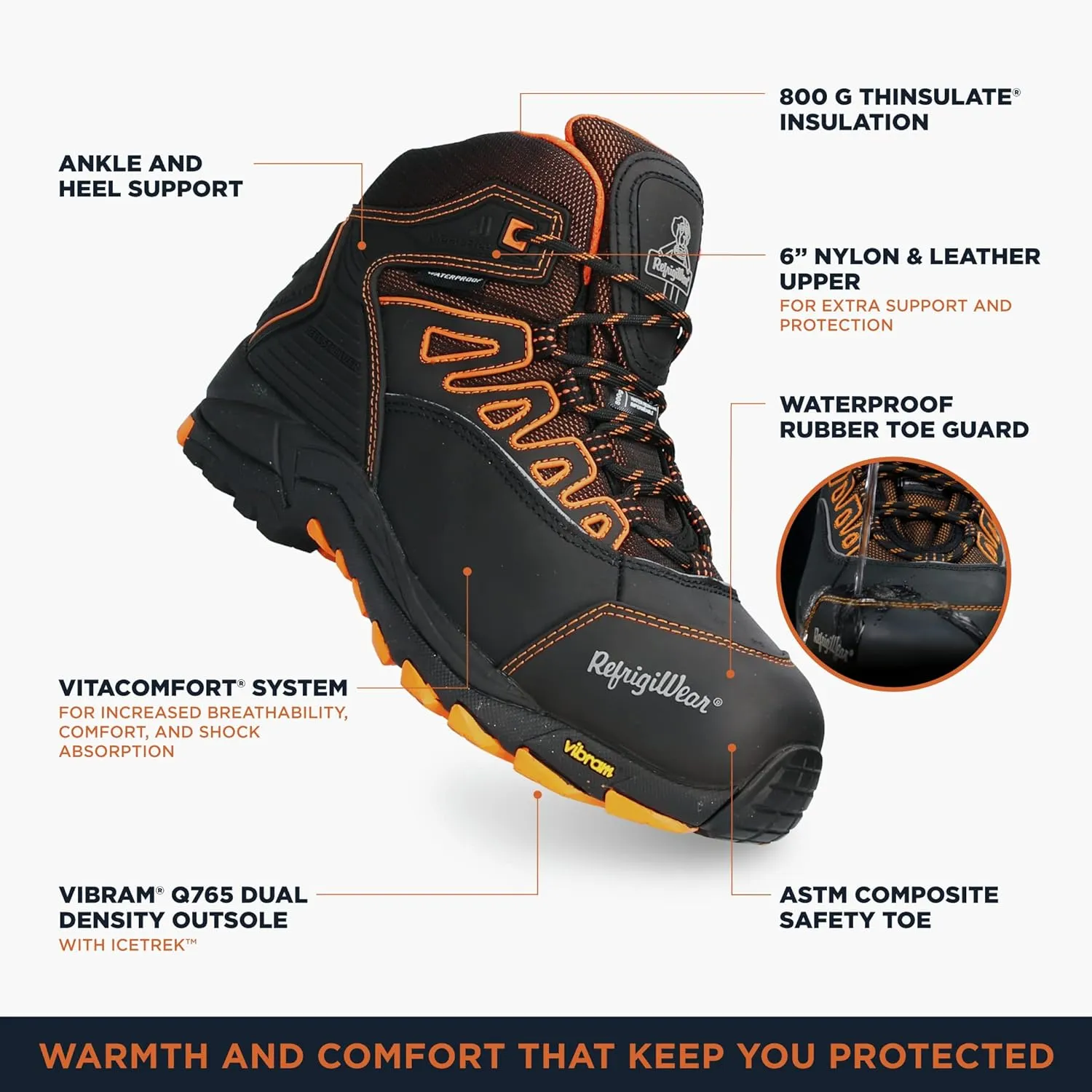 RefrigiWear Men’s PolarForce Hiker Boots, Insulated Work Boots, -30°F Comfort Rating