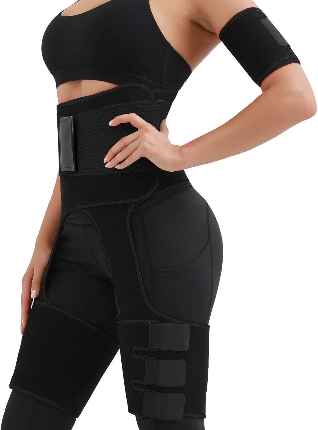 RESHE 4 in 1 High Waist Arm and Thigh Wast Trainer for Women, Sweat Band Waist Trimmer Plus Size