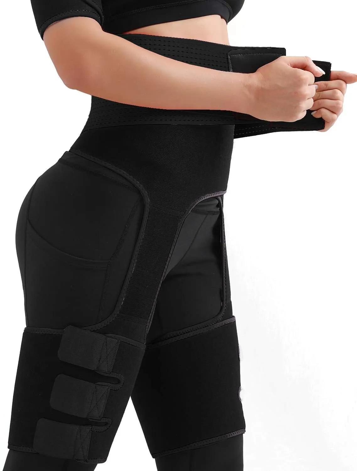 RESHE 4 in 1 High Waist Arm and Thigh Wast Trainer for Women, Sweat Band Waist Trimmer Plus Size