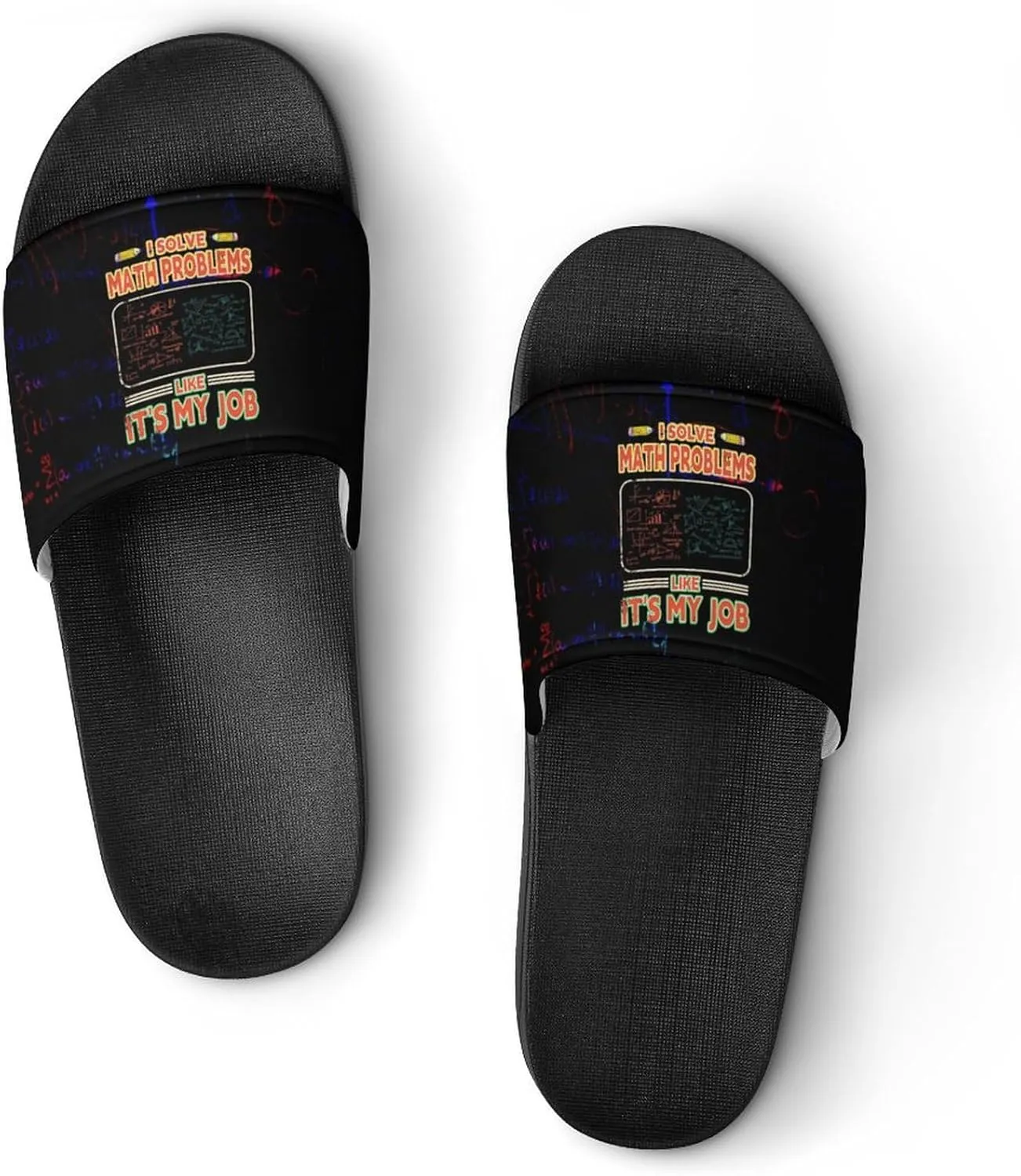 Retro Texture Math Teacher Slippers Shower Slipper In-Door Slipper Quick Drying Non-Slip Bathroom Pool Woman Man PVC