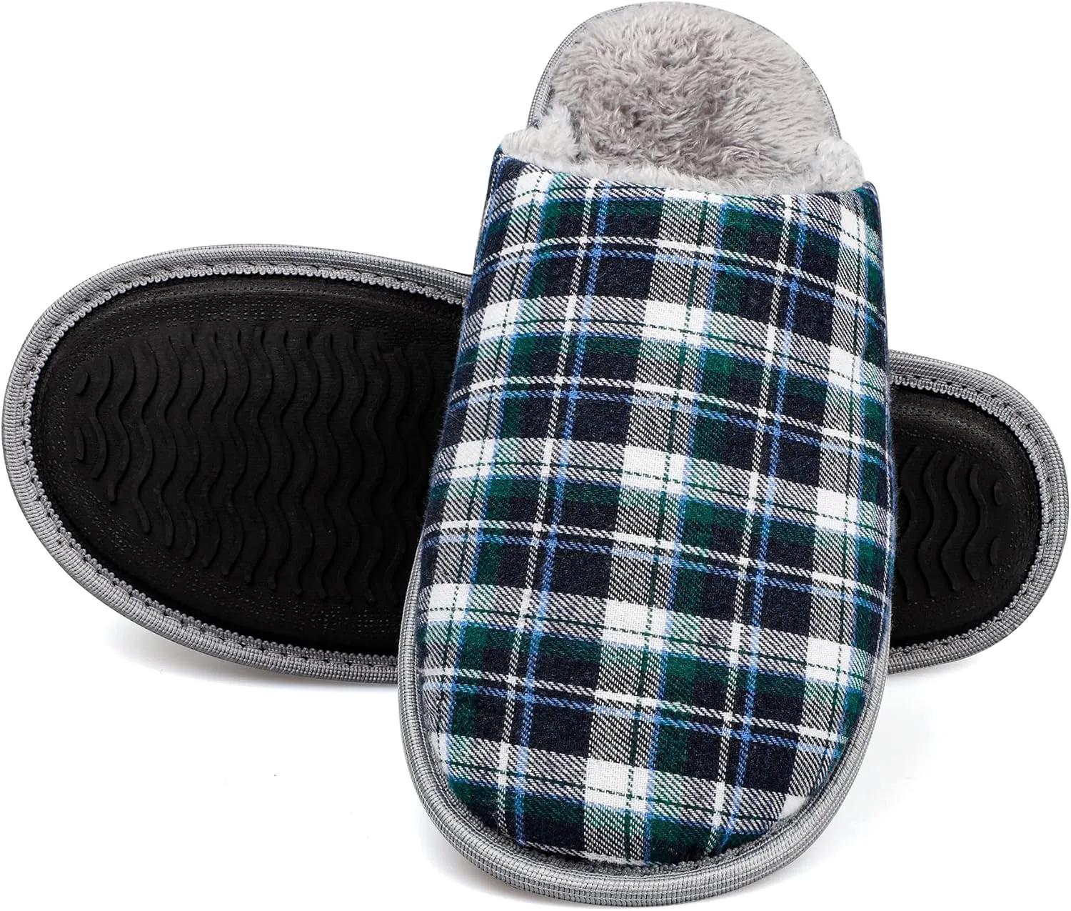 riemot Womens Mens Memory Foam Slippers, Warm Fluffy House Shoes & Cushioned Home Shoe Without Fur, Comfortable Anti Slip Indoor Bedroom Travel Slipper