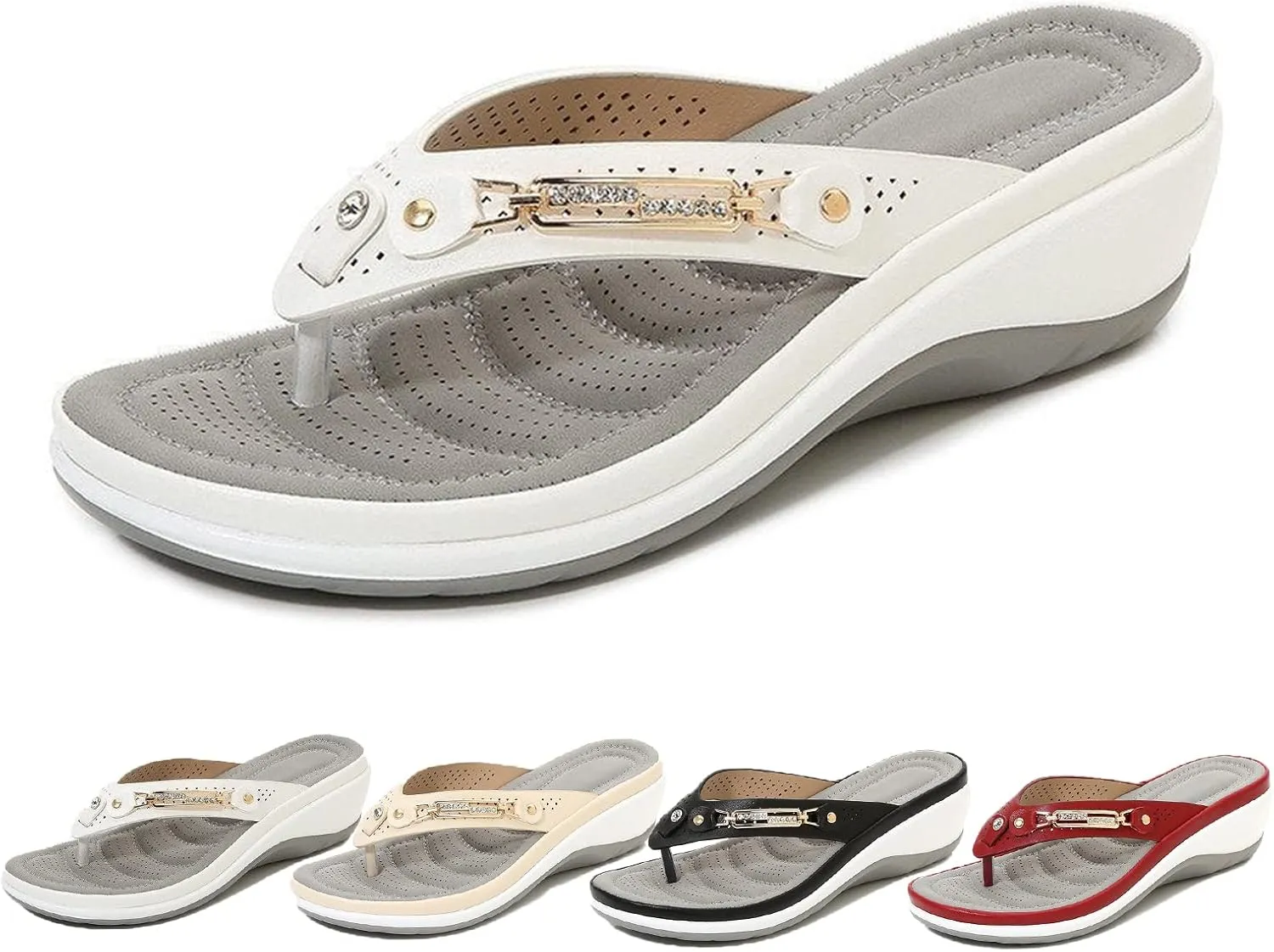 RJDJ Women's Arch Support Soft Cushion Flip Flops Thong Sandals Slippers Beach Slipper