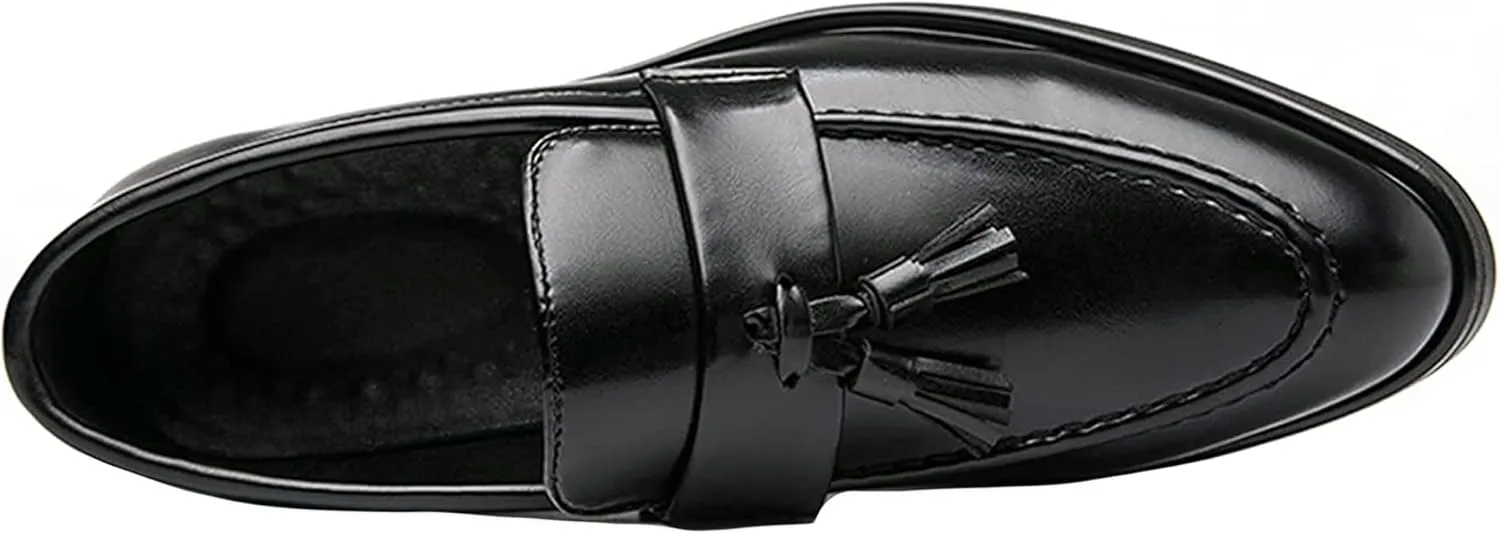 Roamers Mens Toggle Saddle Hi-Shine Leather Loafers