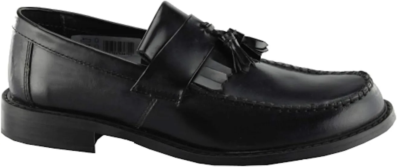 Roamers Mens Toggle Saddle Hi-Shine Leather Loafers