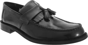Roamers Mens Toggle Saddle Hi-Shine Leather Loafers