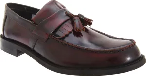 Roamers Mens Toggle Saddle Hi-Shine Leather Loafers
