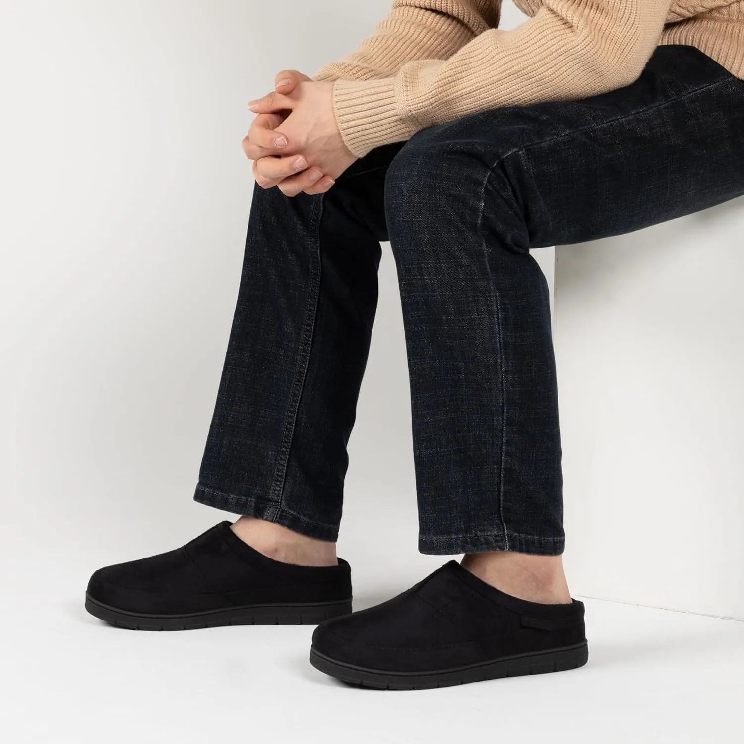 RockDove Men's SoftStride Faux Suede Memory Foam Mule Slipper with Indoor Outdoor Sole