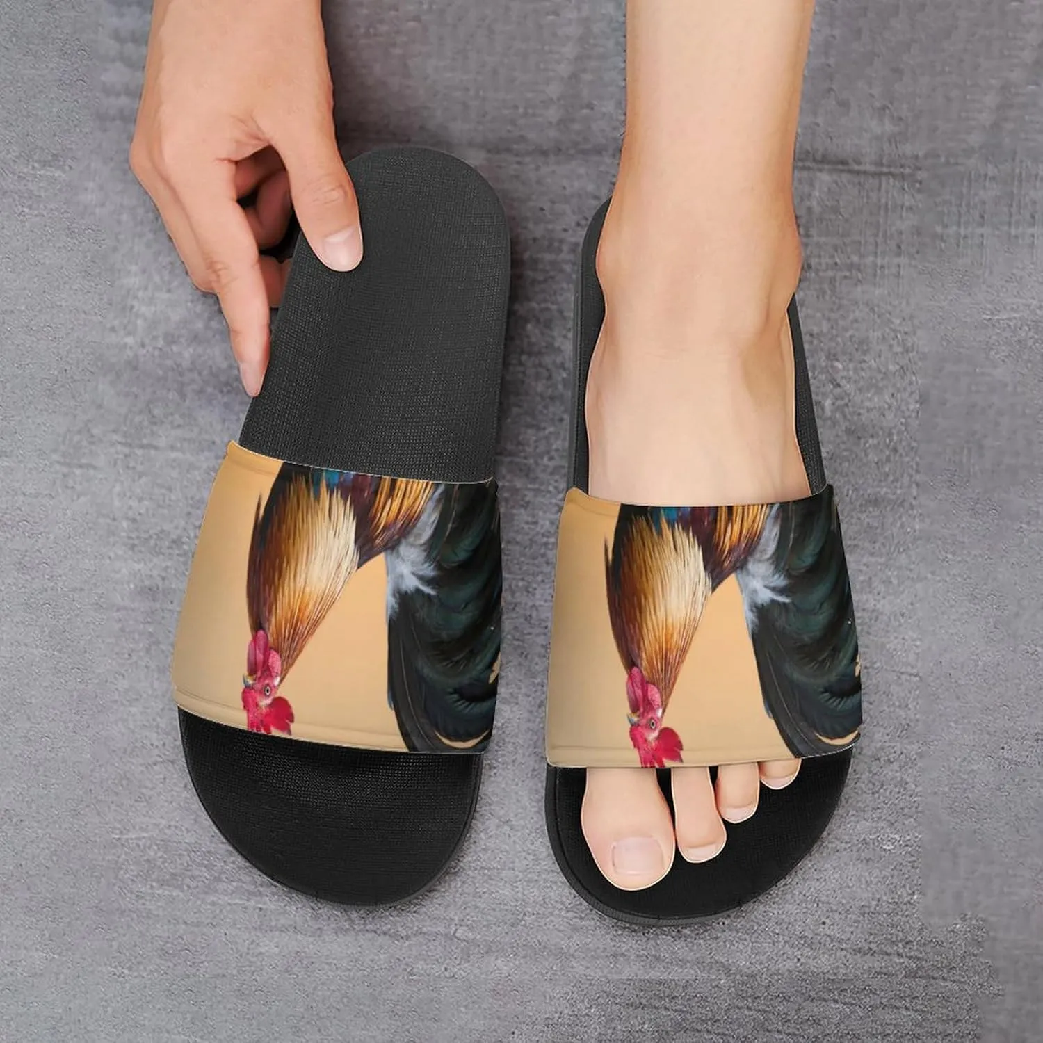 Rooster Sunrise House Slippers for Women Men Shower Slides Bathroom Sandals