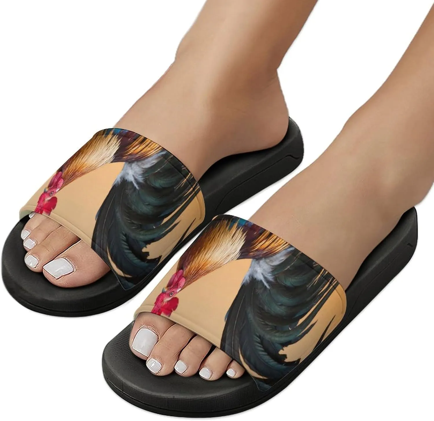 Rooster Sunrise House Slippers for Women Men Shower Slides Bathroom Sandals