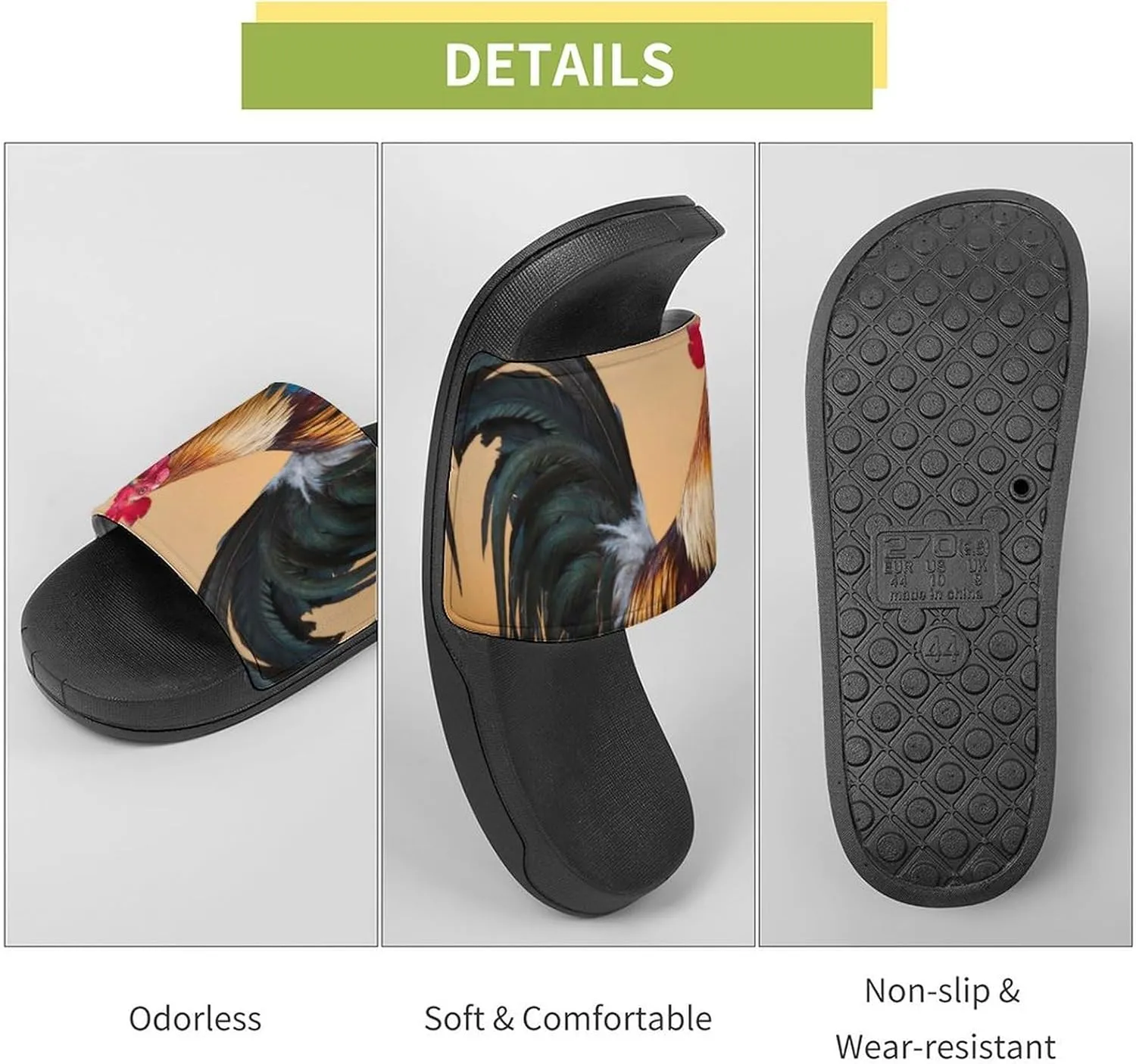Rooster Sunrise House Slippers for Women Men Shower Slides Bathroom Sandals