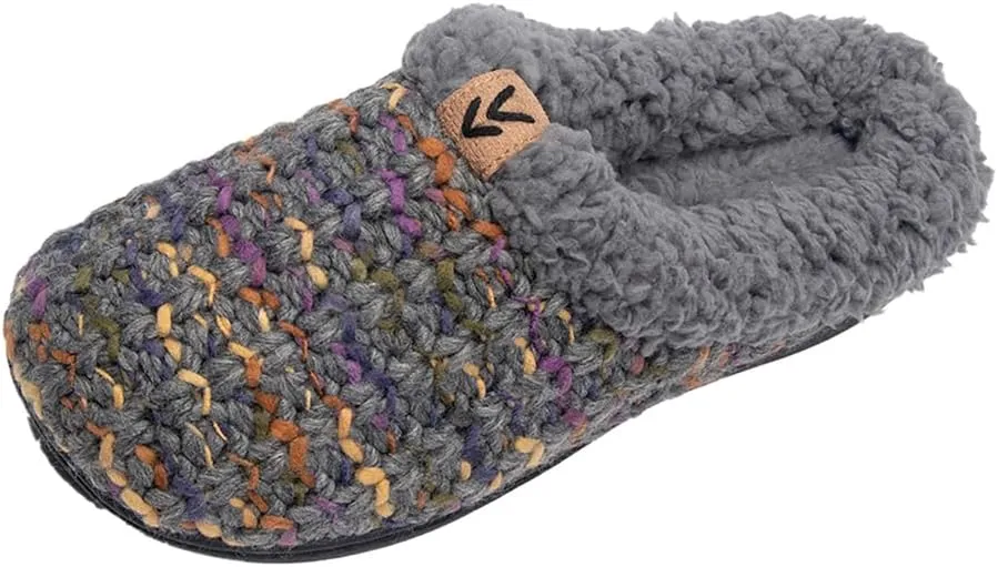 Roxoni Women's Tight Knit Clog With Fleece Trim Comfortable House Slipper