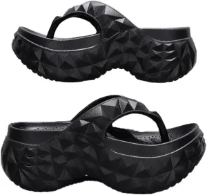 Rungion Women's Thick Sole Sandals Comfort Outdoor Slides with Arch Support Summer Beach Recovery Slipper Non-Slip Quick Drying Sandals