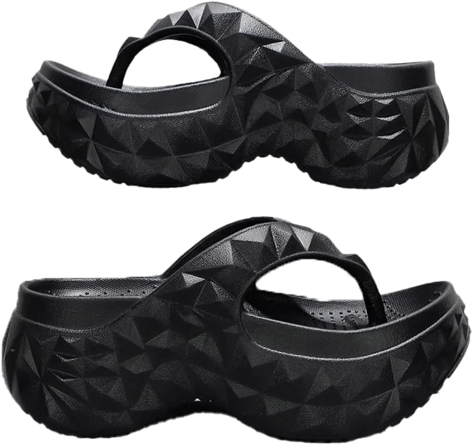 Rungion Women's Thick Sole Sandals Comfort Outdoor Slides with Arch Support Summer Beach Recovery Slipper Non-Slip Quick Drying Sandals