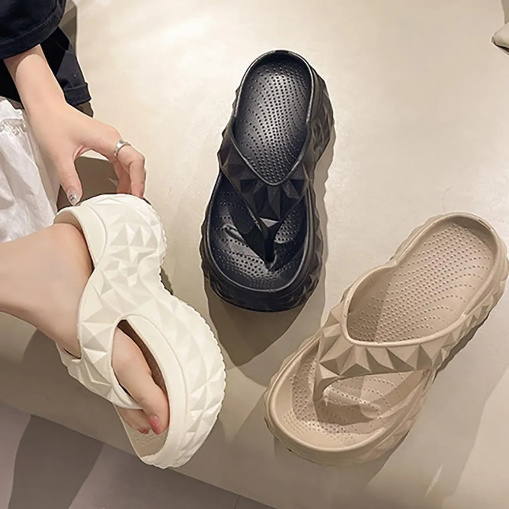 Rungion Women's Thick Sole Sandals Comfort Outdoor Slides with Arch Support Summer Beach Recovery Slipper Non-Slip Quick Drying Sandals