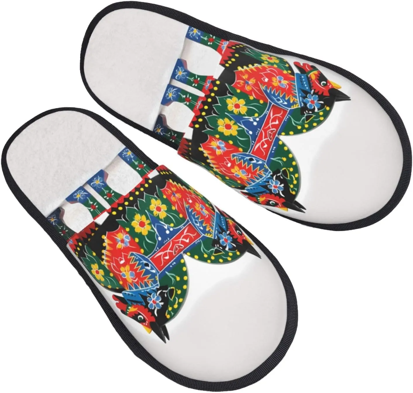 Runner Swedish Dala Horse Folk Women's Fuzzy Slippers Slip-on Slipper Soft Comfy Bedroom Slippers Non-slip House Shoes Medium