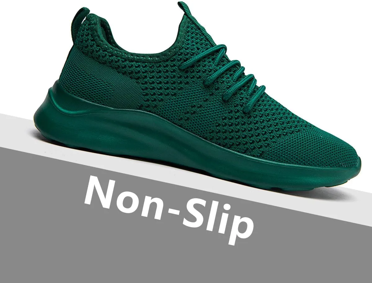 Running Shoes for Men Slip on Tennis Shoes Fashion Sneakers Lightweight Breathable Casual Walking Shoes Outdoor Workout Athletic Training Gym Trainer Sport Dark_Green Size 8.5