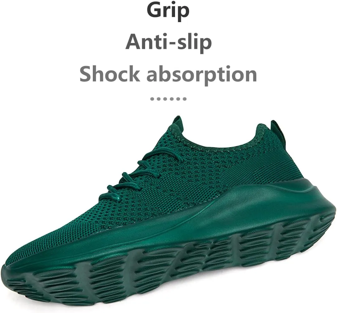 Running Shoes for Men Slip on Tennis Shoes Fashion Sneakers Lightweight Breathable Casual Walking Shoes Outdoor Workout Athletic Training Gym Trainer Sport Dark_Green Size 8.5