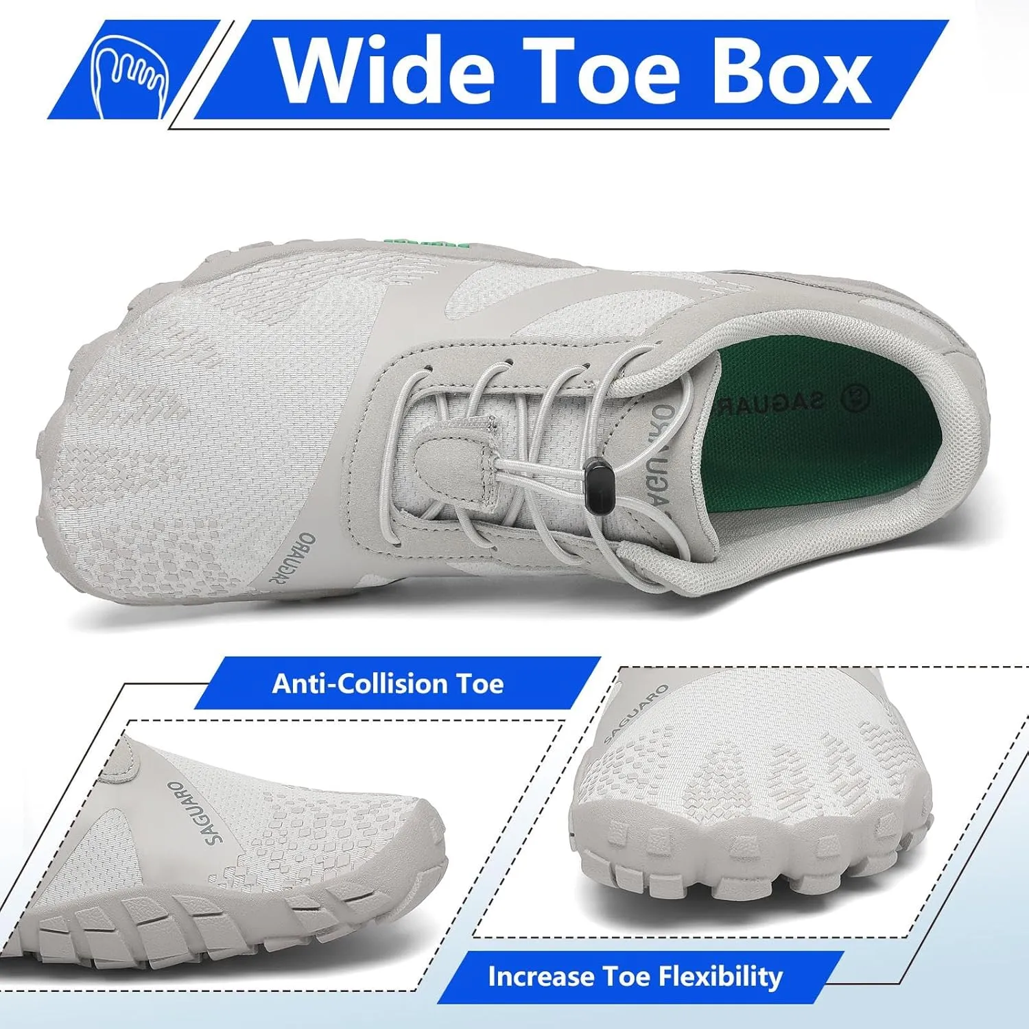 SAGUARO Womens Mens Barefoot Shoes Minimalist Trail Runner Wide Toe Box Zero Drop Outdoor Cross Training Shoe