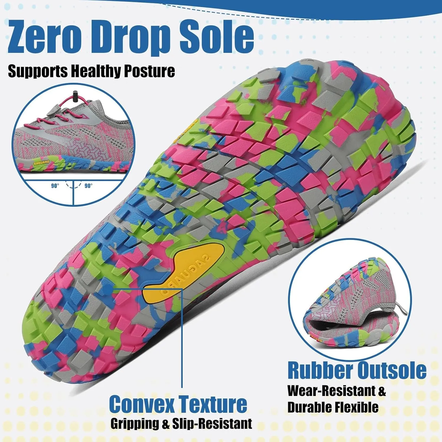 SAGUARO Womens Mens Barefoot Shoes Minimalist Trail Runner Wide Toe Box Zero Drop Outdoor Cross Training Shoe