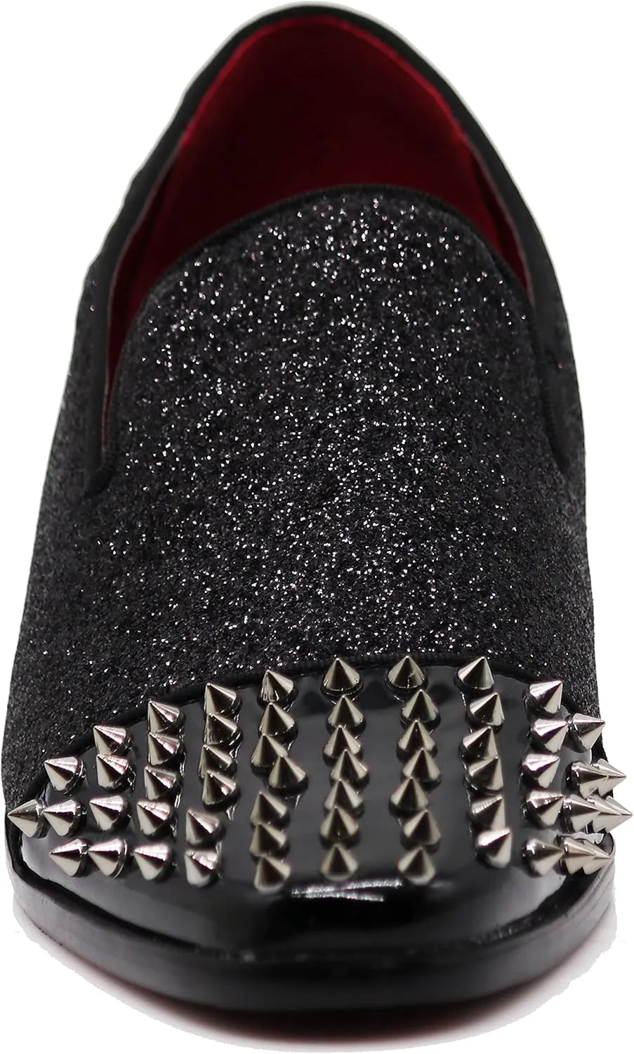 SAKO Men Vintage Spikes Sparkle Formal Tuxedo Stage Fashion Slip On Loafer Dress Shoes