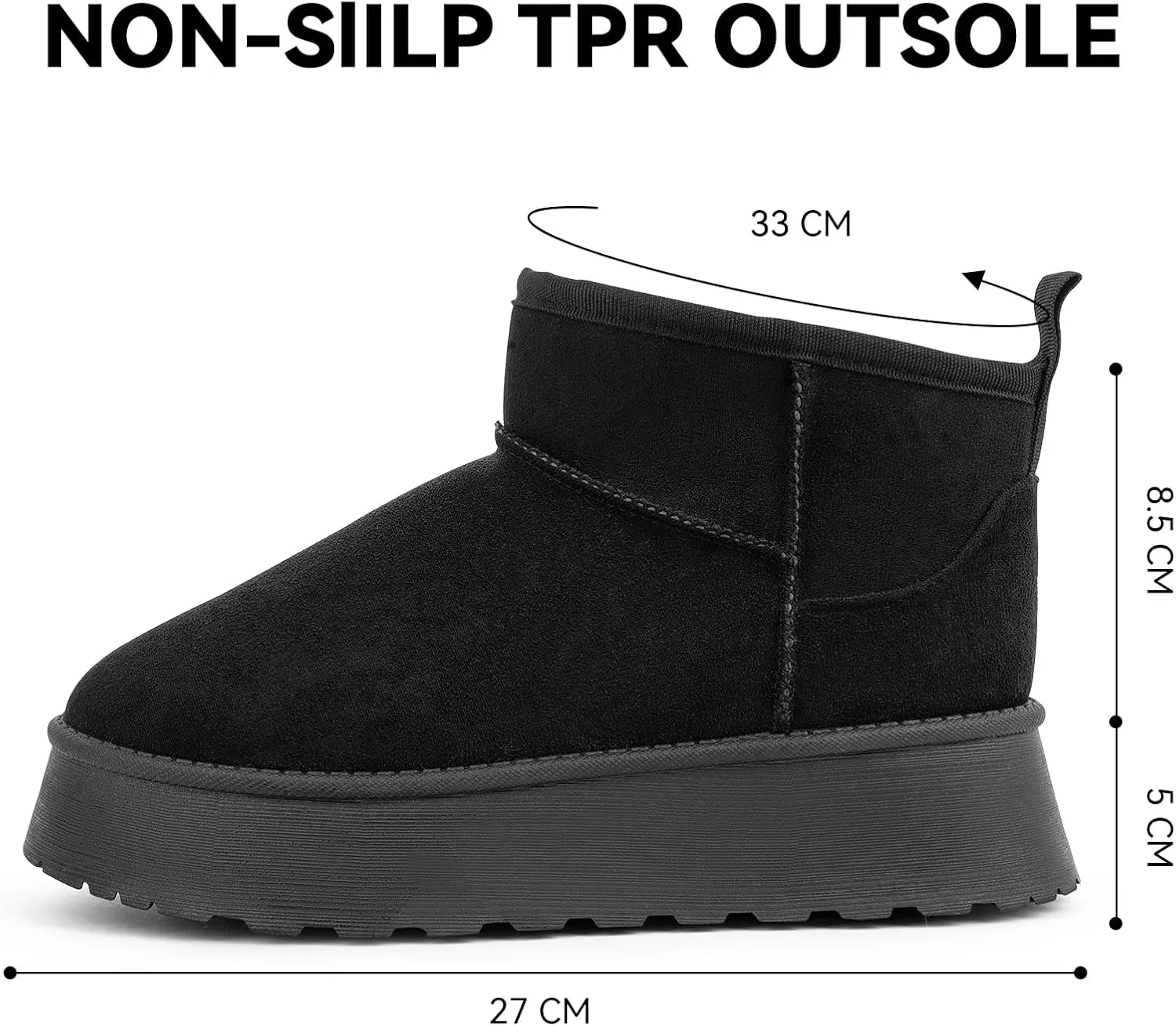 Samilor Platform Mini Boot for Women Short Ankle Boot Warm Fur Fleece Lined Winter Boots with Memory Foam Insole for Outdoor Indoor