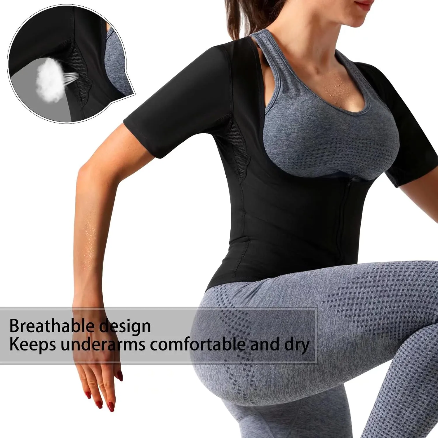 Sauna Shirt for Women Weight Loss Sauna Suit for Women Waist Trainer Sweat Vest Workout Body Shaper Zipper