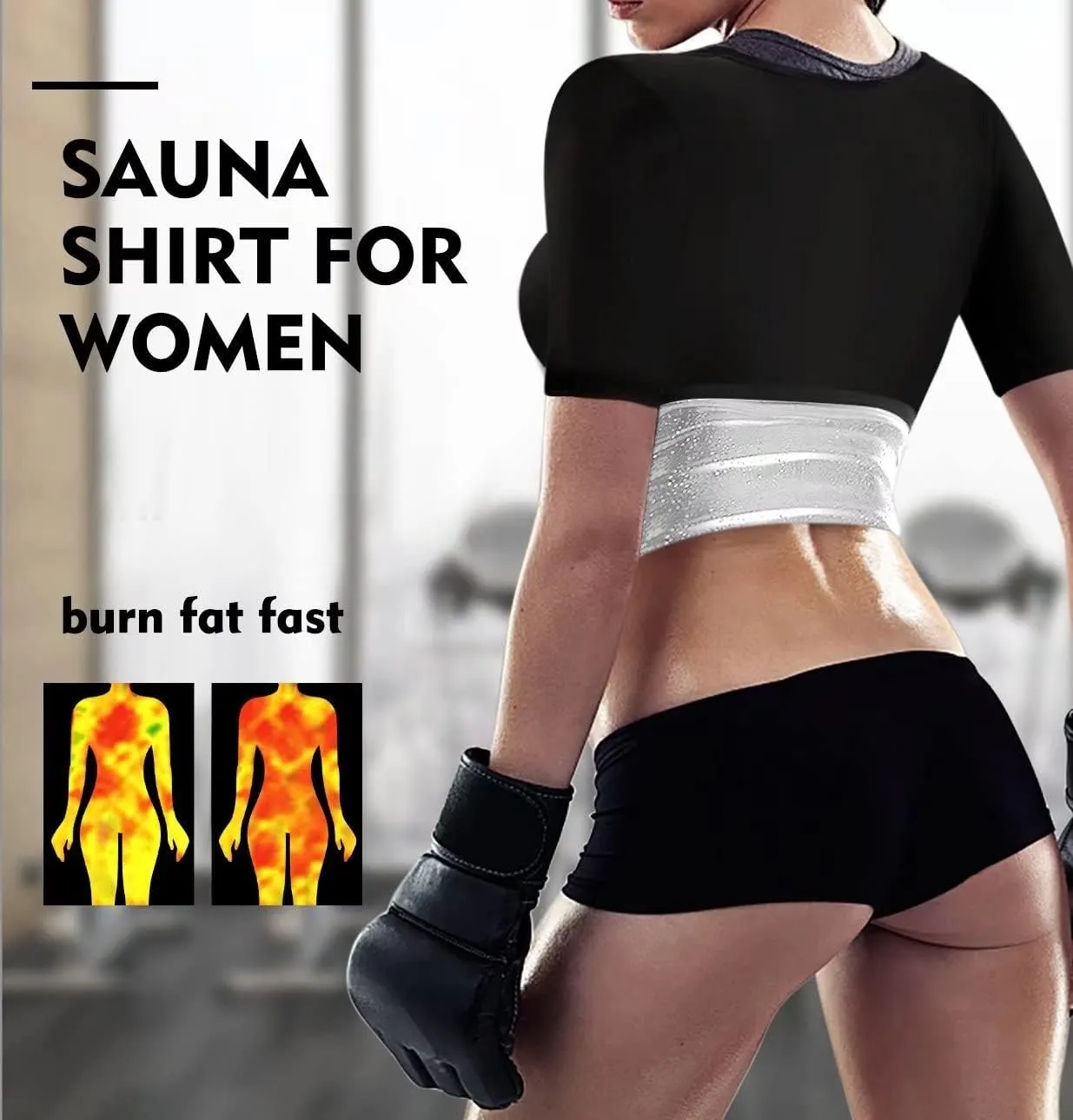 Sauna Shirt for Women Weight Loss Sauna Suit for Women Waist Trainer Sweat Vest Workout Body Shaper Zipper