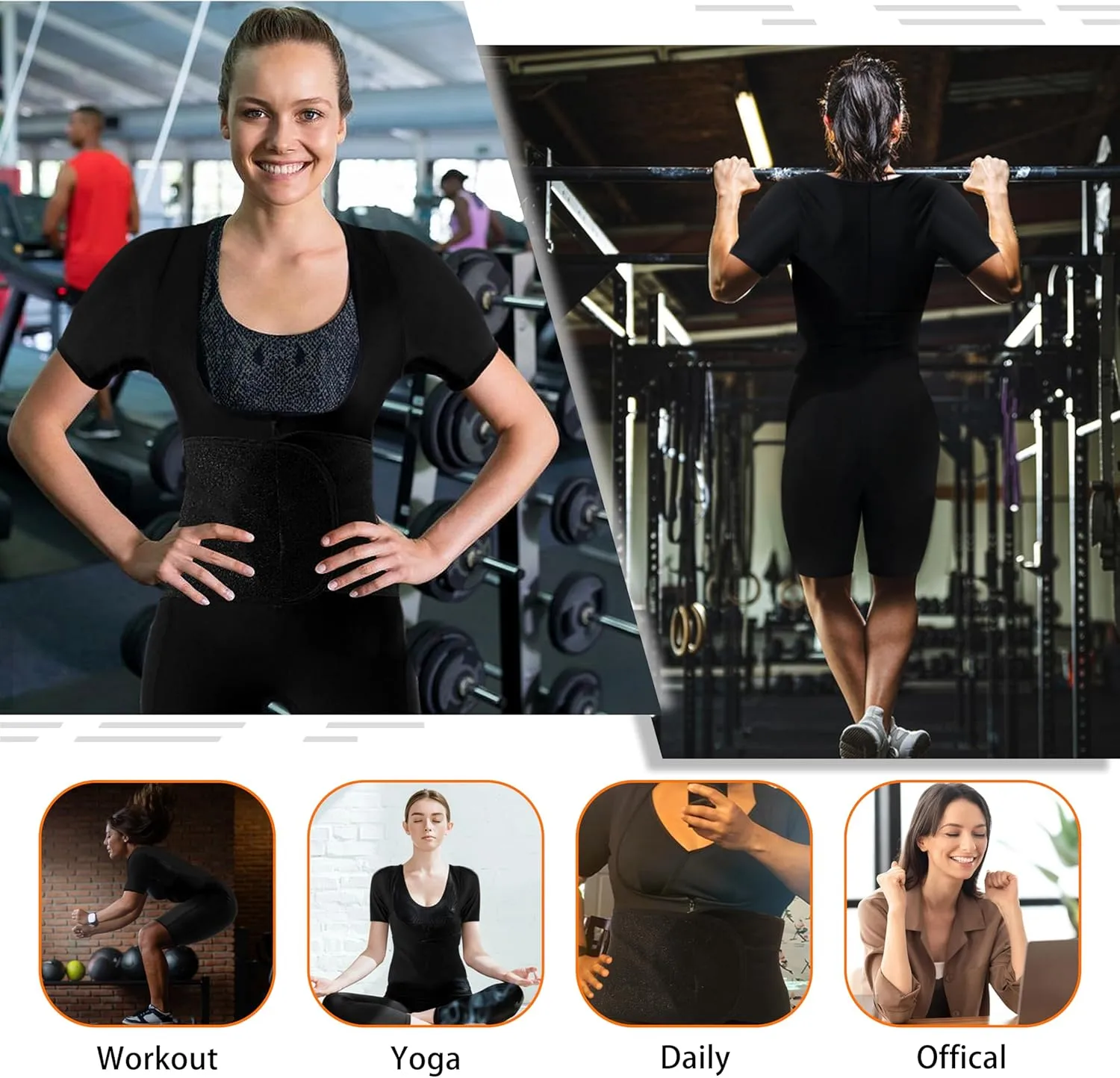 Sauna Suit for Women Sweat Suit Waist Trainer Vest 4 IN 1 Slimming Full Body Sauna Jumpsuit Workout Sauna Suits Women