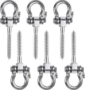SELEWARE Heavy Duty 180° Swing Hangers, Stainless Steel Eye Screw Bracket, 1800 LB Capacity Playground Yoga Hammock Rope Tire Web Chair Sandbag Punching Bag Porch Swing Sets (6 Pack)