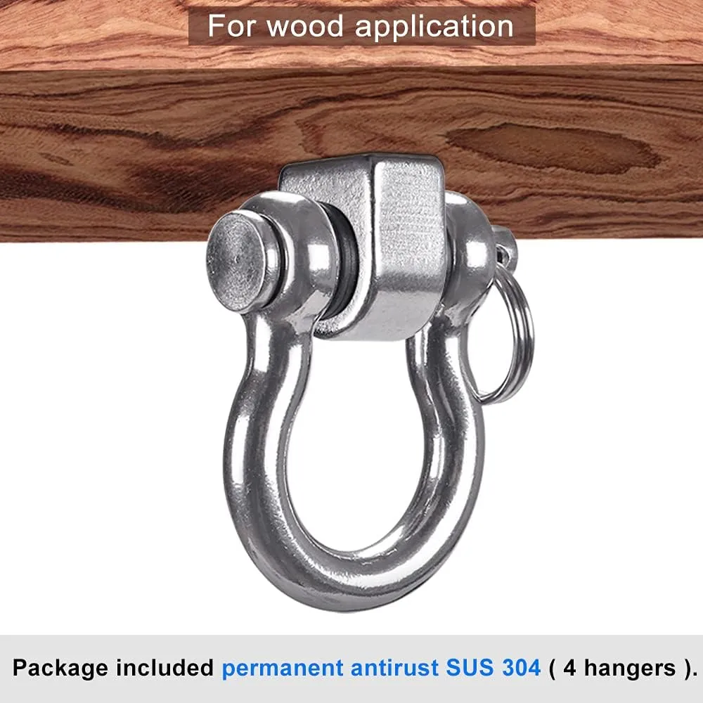 SELEWARE Heavy Duty 180° Swing Hangers, Stainless Steel Eye Screw Bracket, 1800 LB Capacity Playground Yoga Hammock Rope Tire Web Chair Sandbag Punching Bag Porch Swing Sets (6 Pack)