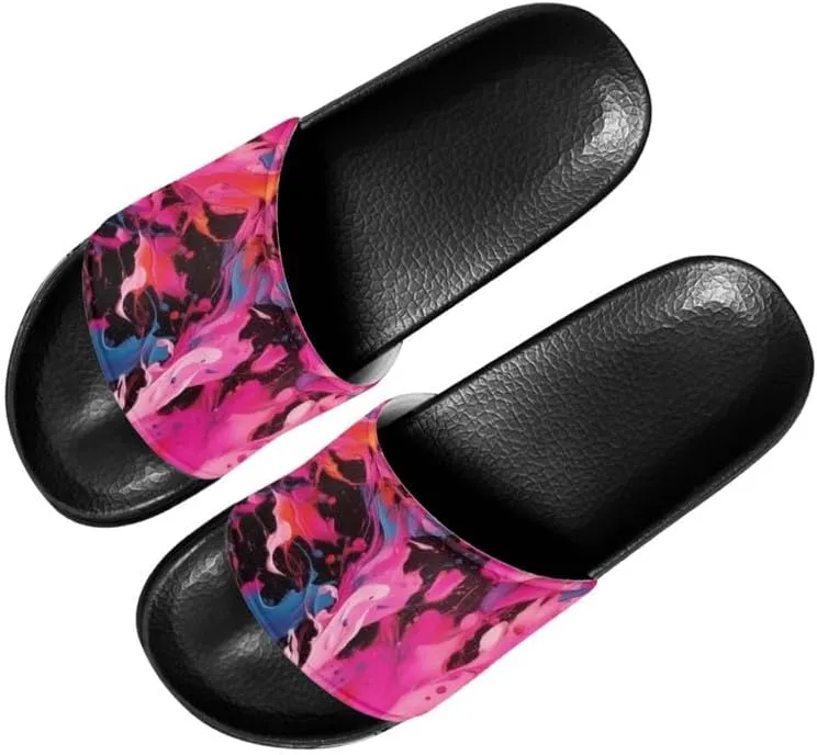 Semioury Rose Cozy Home Shoes Tie-Dye Soft Sole Bedroom Anti-Skid Outdoor Sole Iris Forest House Shoes for Women Men Family