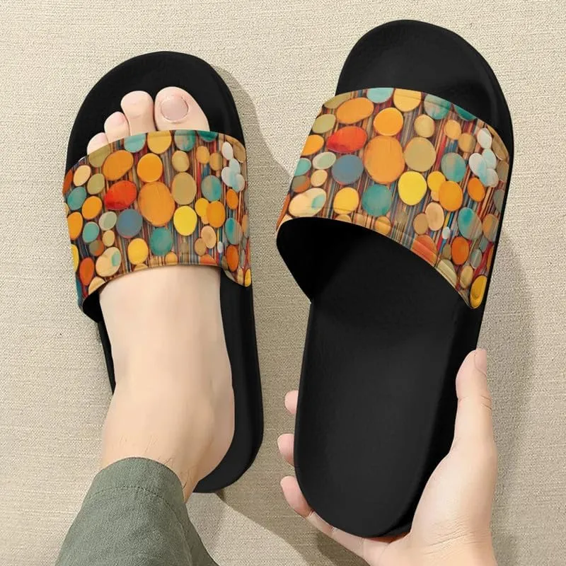 Semioury Rose Cozy Home Shoes Tie-Dye Soft Sole Bedroom Anti-Skid Outdoor Sole Iris Forest House Shoes for Women Men Family
