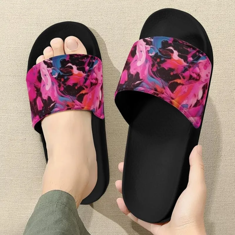 Semioury Rose Cozy Home Shoes Tie-Dye Soft Sole Bedroom Anti-Skid Outdoor Sole Iris Forest House Shoes for Women Men Family