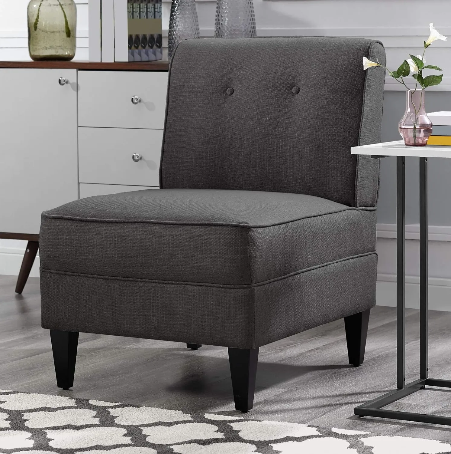 Serta Copenhagen Slipper Chair, Accent, Charcoal
