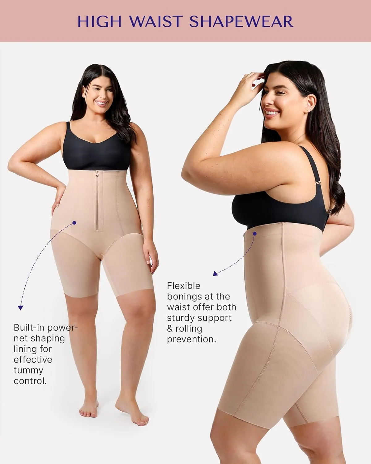 SHAPELLX Shapewear Tummy Control for Women High Waist Slimmer Body Shaper Waist Trainer Butt Lifter Bodysuit Faja Shorts