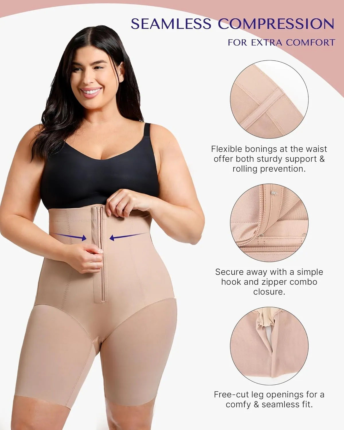 SHAPELLX Shapewear Tummy Control for Women High Waist Slimmer Body Shaper Waist Trainer Butt Lifter Bodysuit Faja Shorts