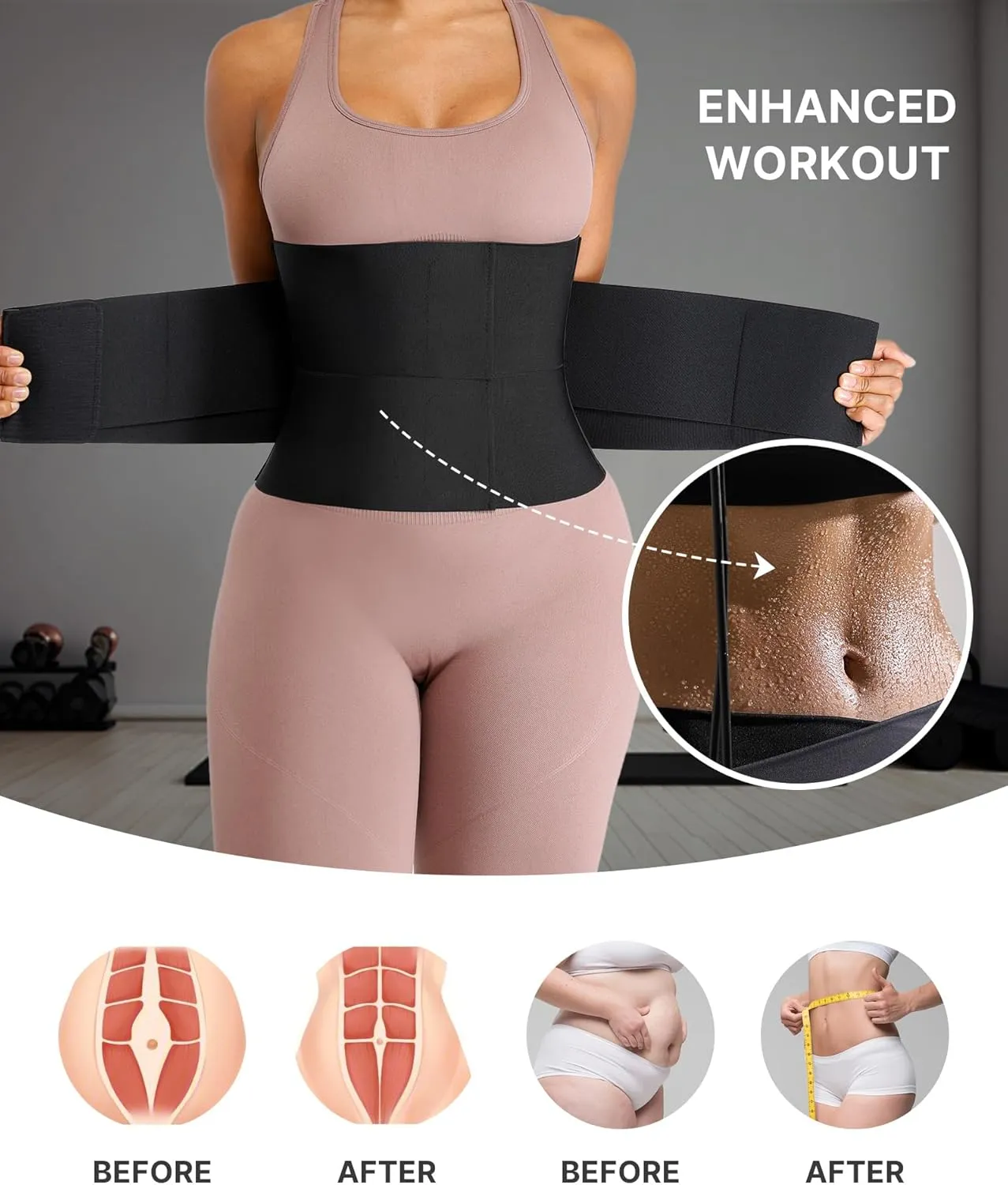 SHAPELLX Waist Trainer for Women Waist Cincher Corset Shapewear Body Shaper Tummy Control Stomach Belt Postpartum Band