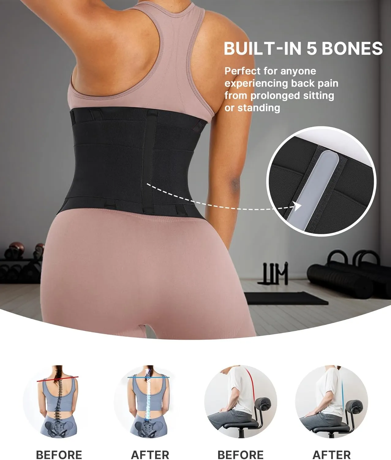 SHAPELLX Waist Trainer for Women Waist Cincher Corset Shapewear Body Shaper Tummy Control Stomach Belt Postpartum Band