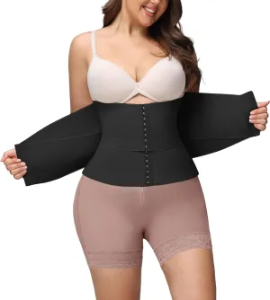 SHAPSHE Waist Trainer for Women Segmented Waist Cincher Shapewear Tummy Control Workout Waist Trimmer Belt with Triple Wrap Black