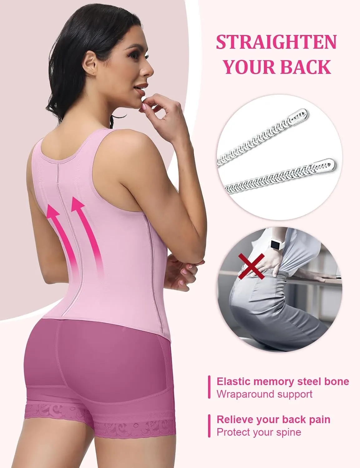 SHAPSHE Waist Trainer for Women, Tummy Control Sports Girdle, Workout Body Shaper with Adjustable Shoulder Strap