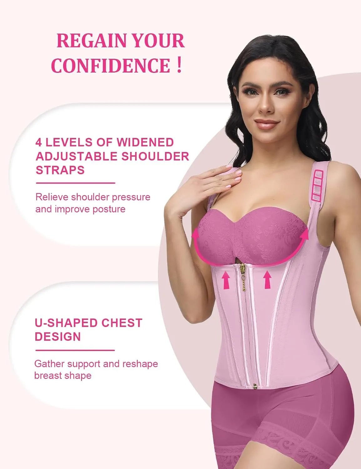 SHAPSHE Waist Trainer for Women, Tummy Control Sports Girdle, Workout Body Shaper with Adjustable Shoulder Strap