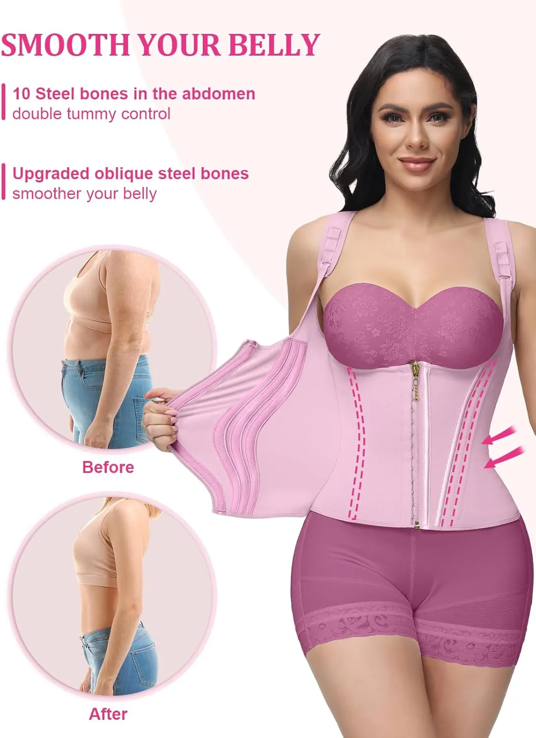 SHAPSHE Waist Trainer for Women, Tummy Control Sports Girdle, Workout Body Shaper with Adjustable Shoulder Strap