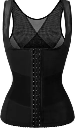 SHAPSHE Waist Trainer for Women Workout Corset Waist Cincher Shapewear Tummy Control Vest Body Shaper Invisible Girdle Black