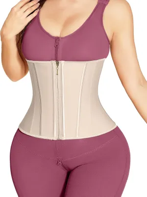 SHAPSHE Waist Trainer for Women, Workout Sports Girdle with Zipper, Body Shaper for Tummy Control Beige